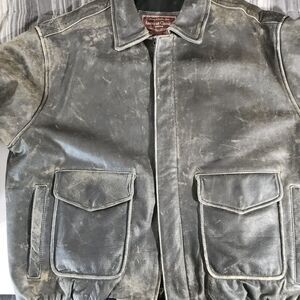 AMERICAN CLASSICS COLEBROOK BLACK DISTRESSED LEATHER BOMBER JACKET MENS SZ. XL
